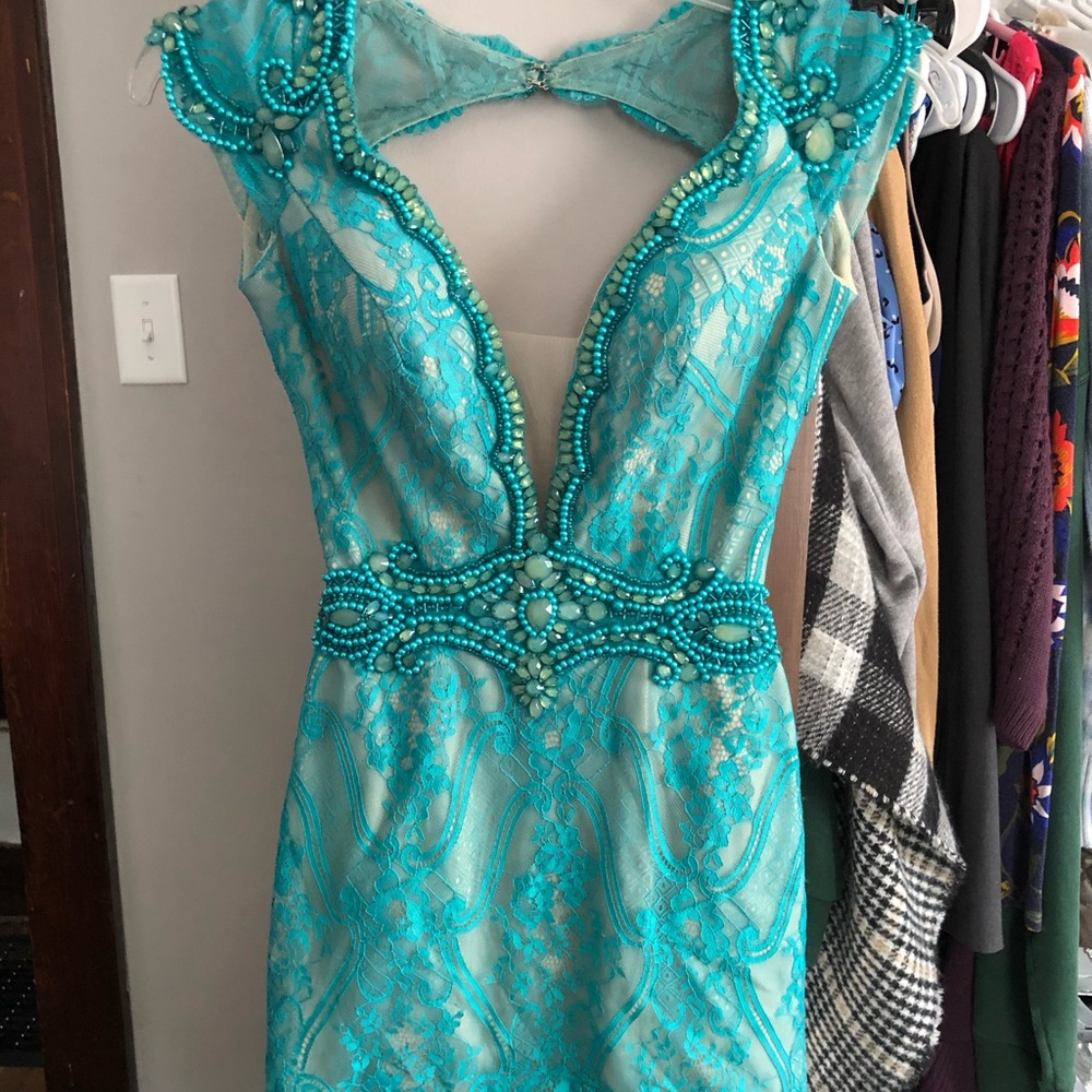 Gorgeous turquoise cocktail dress